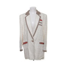 Helene Straßer, Blazer, Größe: 40, Weiß/Beige, Baumwolle/Leinen/Viskose #0gh