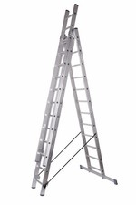 Alu-Stehleiter 3x12 Stufen, 320x46x20 cm (Vielzweckleiter Leiter Stehleiter)
