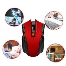 Funk Maus Gaming Kabellos Wireless Mouse für PC Laptop Schwarz Blau-USB Rot D1S2