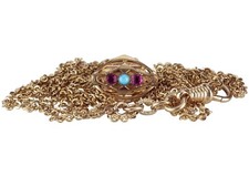 Jugendstil Gold Double Rubin Australischer Opal Damen Taschenuhren Kette!