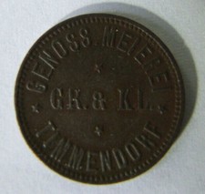 antiker Token, Lübeck, Timmendorf Meierei 1/2 Kilo Buttermarke um 1900