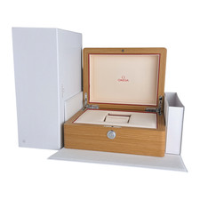 Omega Holz Uhrenbox Box Umkarton Braun wood watch box brown