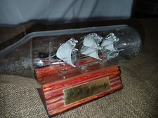 Buddelschiff aus Glas Flaschenschiff HMS Bounty 17,5 cm auf Holzsockel