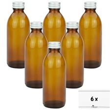 mikken 6 x Apothekerflasche 200 ml Glasflasche braun Flasche mit Deckel +Etikett