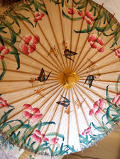 Alter SONNENSCHIRM Flanierschirm Holz Schirm Hawaii Hula Tiki Rockabilly asia