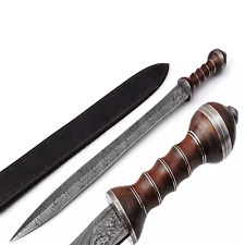 Gladiatoren Schwert Damast – Römisch Handgefertigt mit Lederscheide Schwert