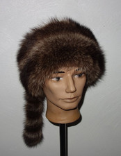 Waschbär Pelz Mütze Echtfell Trapper Hat Raccoon Fellmütze Fuchs Jagd Schapka XL