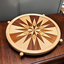 drehbare Platte, Holz Intarsien mit Glasplatte 33 cm, TOP  ! ! !