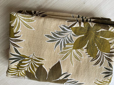 Vintage Stoff Vorhang 70/80er Jahre beige grün Blättermuster DDR B 1,10x H 3,0 m