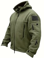 Tactical Fleece Jacke Kapuzenjacke - Reißverschluss & Taschen Armeegrün Outdoor