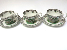 3 Stück Kaffeetasse mit Untertasse Myotts Country Life bunt fine staffordshire
