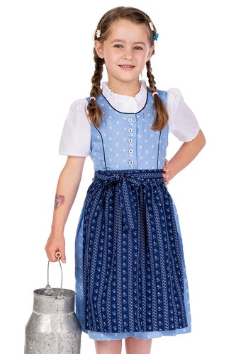 Kinderdirndl damira blau 3tlg - kinderdirndl,