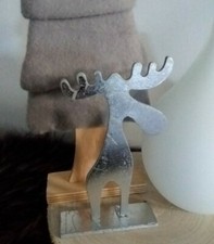 Elch Holz silber 17cm Tischdeko Aufsteller Deko Figur