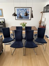 6 Tecta Designer Esszimmerstühle Kragstühle B 25 P Stühle blau Freischwinger 