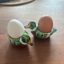 Pair of Vintage Mallard Duck Egg Cups Rare Hand Painted Collectable Enten Eier