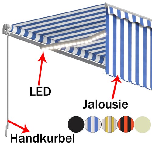 Manuelle led gelenkarmmarkise - led,