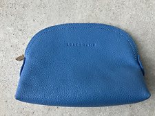 Longchamp Pochette Le Foulonné Leder hellblau Kosmetiktasche Täschchen Etui
