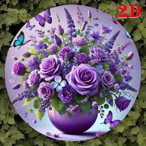Blechschild rund lila rosen - rund,