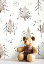 Tapete Vliestapete Grau Bäume Tannen Wald Kindertapete Jugendtapete