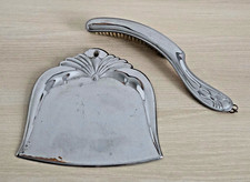 Altes Tisch-Kehr-Set Kehrblech +Bürste silber Vintage Art Deko Hammerschlag Deko