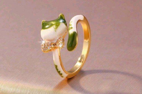 Vergoldeter katzen ring - vergoldeter,