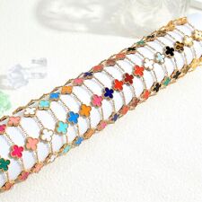 18 K Kleeblatt, mehrfarbig, Blumenkette Armbänder Edelstahl vergoldet/versilbert