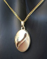 ECHT GOLD *** Foto Medaillon oval,  25 mm, Kette