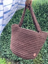 Damen Umhänge Schultertasche Groß Tasche gestrickt mit Premium Baumwollseil