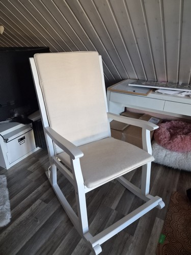 Weiß beige holz schaukelstuhl - weiß/beige, holz-schaukelstuhl