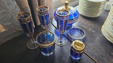 Edles Kristallglas-Set Cobalt-Blau mit Golddekor –  Steiner & Vogel 
