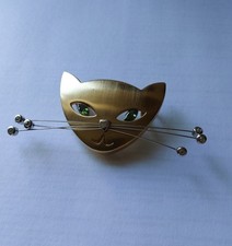 großer Pierre Lang Anhänger  Brosche goldf. Katze