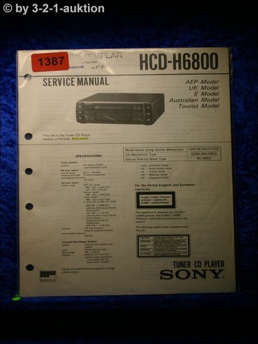 Sony service manual hcd h6800 - service,