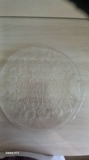 ServierplatteTortenplatte 35cm mit Muster drehbar schwere Glas sehr Gut 