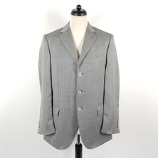 Pal Zileri Sakko Herren Gr. 50 Grau Wolle Regular Jacke Jackett Fischgrät Muster