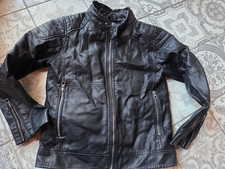 Jacke Junge Übergang Herbst Bomberjacke Kunstleder Motorrad Gr.134/140 C&A