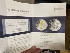 FIFA WM Pokal 2006 Offizielle Gedenkmünze Echtheitszertifikat Silber/Gold