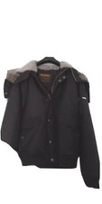 Woolrich Jacke schwarz  Webpelzkapuze und kleinem Fellbesatz Gr. XXL Strickbund