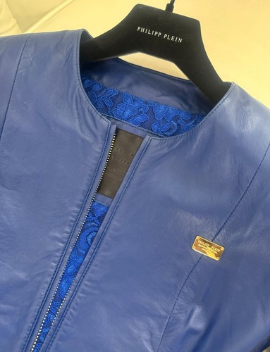 Philipp plein lederjacke blau - philipp,