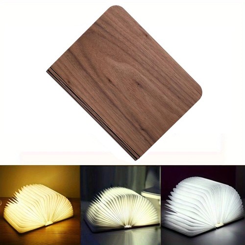 Hölzerne faltende buch - buch, lampe/