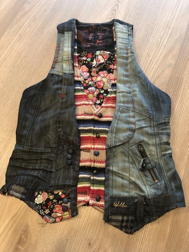 Desigual weste jeans patchwork - desigual,