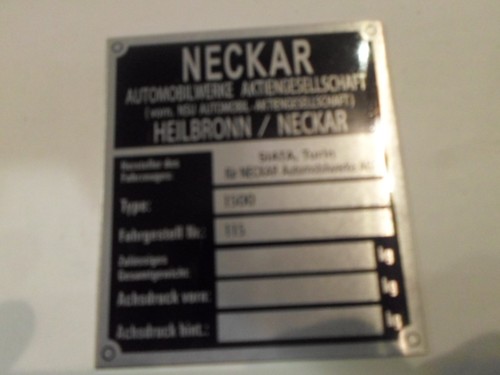 Typenschild nsu fiat neckar - fiat,