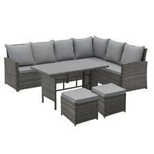 SVITA MONROE Garten-Lounge Set Polyrattan Lounge-Möbel Sitzgruppe Garten Grau