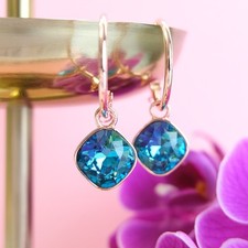 Rosegold Creolen Petrol Charm