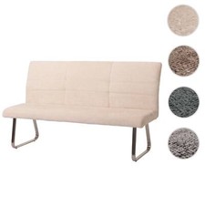 Sitzbank HWC-G55, Esszimmerbank Edelstahl gebürstet Stoff Chenille Öko-Tex 180cm