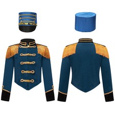 Kinder Kostüm Quaste Jacke Team Uniform Epaulet Mantel Performance Samt Zirkus