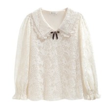 Damen Spitze Blumen Bluse