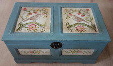 Süße Holz Truhe Kiste Schatzkiste Vögel Blumen Vintage Shabby Chic Landhaus Stil