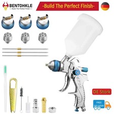 HVLP Lackierpistole Druckluft Spritzpistole 1,4/1,7 2,0mm mit 600ml Mischbechern