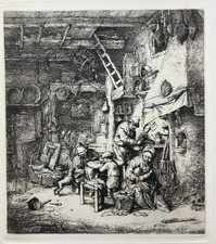 Ostade, Bauernfamilie am kamin, Radierung der Reichsdruckerei um 1900 