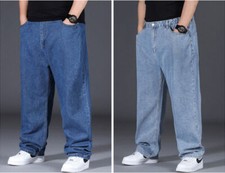 Herren Denim Jeans Hose Baggy Stretch Jeanshose Regular Hose Fit Übergröße